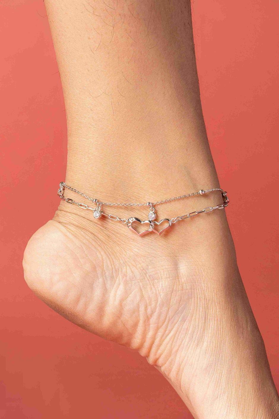 Love Link Silver Anklet