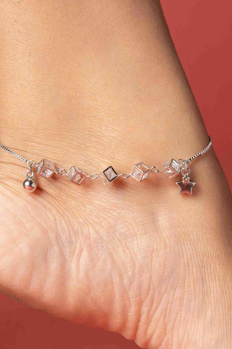 Tiny Tresures light weight silver anklets